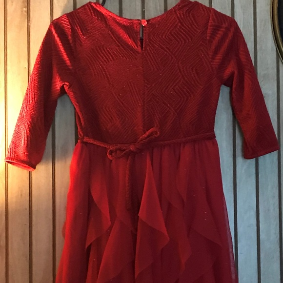 Red Shimmery Dress For Girls - Picture 2 of 4